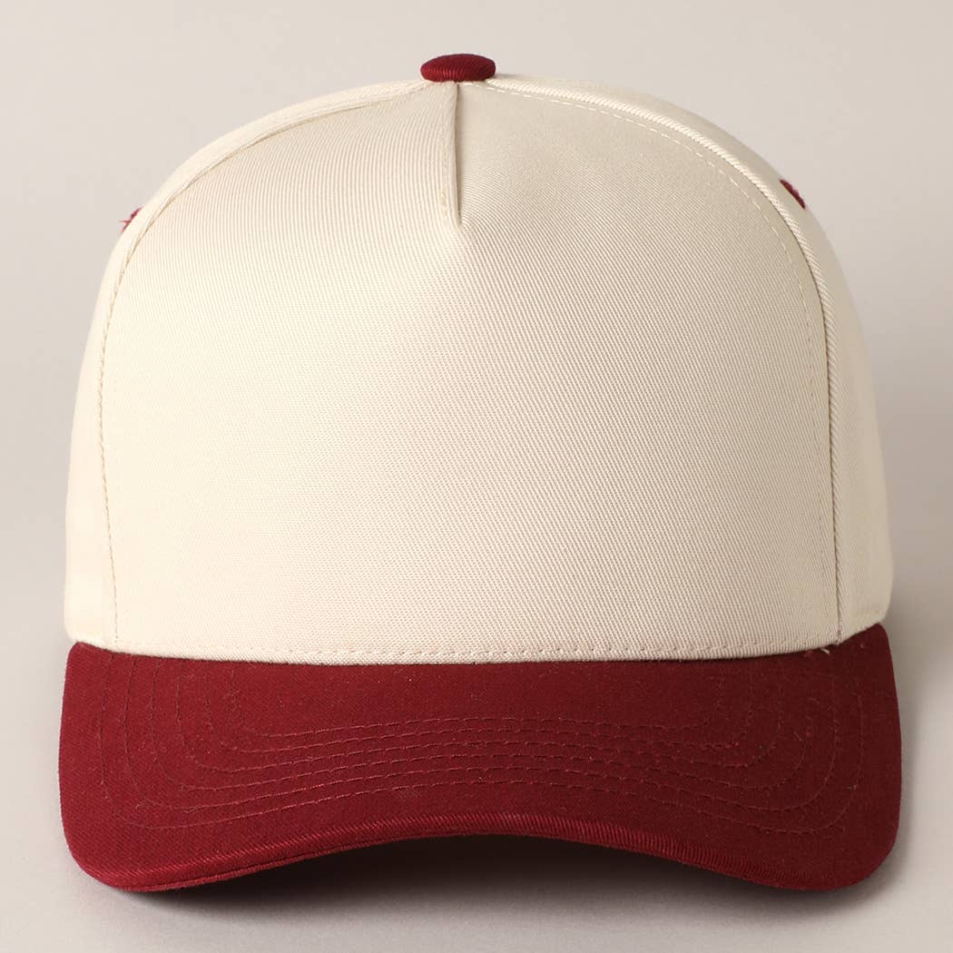 Custom Embroidery Plain Two Tone Canvas Cotton Baseball Cap