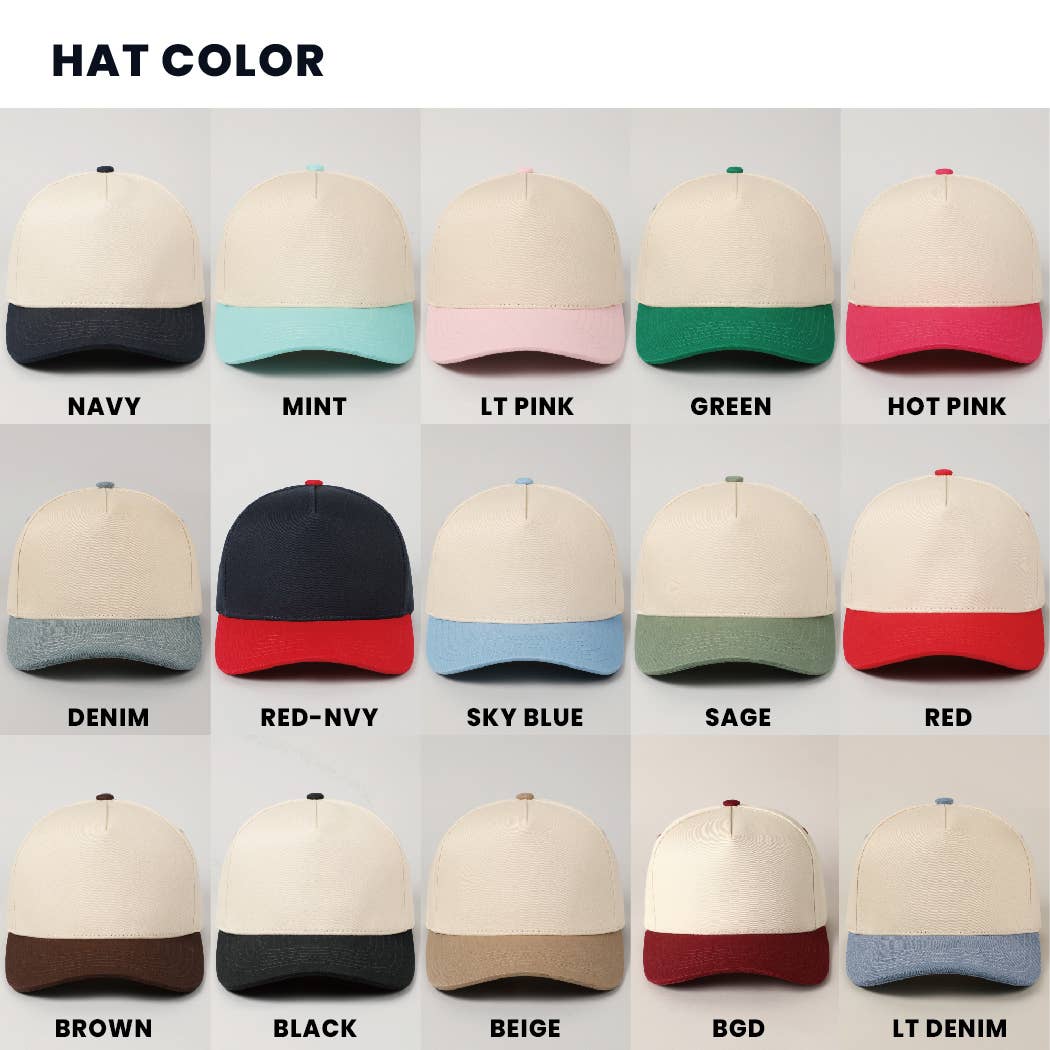 Custom Embroidery Plain Two Tone Canvas Cotton Baseball Cap