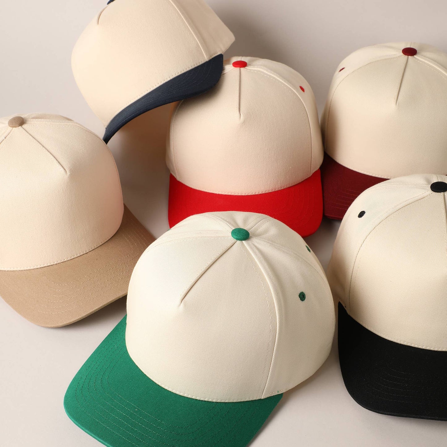 Custom Embroidery Plain Two Tone Canvas Cotton Baseball Cap